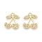 Alloy Rhinestone Pendants, Cherry Charms, Light Gold, 20x17x2mm, Hole: 2mm