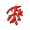 Alloy Enamel Pendants, Coral Shape Charms, Golden, Red, 26.5x20x2.5mm, Hole: 1.4mm