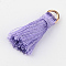 Nylon Thread Tassel Pendant Decorations, with Golden Iron Jump Rings, Random Color Binding Threads, Medium Purple, 13~16mm