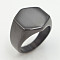 304 Stainless Steel Finger Rings, Hexagon, Black, US Size 9(18.9mm)