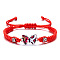 Alloy Link Bracelets, Polyester Cord Braided Bracelets for Women, Butterfly, Red, 6-1/4~11-3/4 inch(16~30cm)