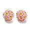 Polymer Clay Rhinestone Beads with Resin, for DIY Jewelry & Pen Decorations, Flower with Smiling Face , Pearl Pink, 18~19x19~19.5x19~19.5mm, Hole: 1.8~2mm