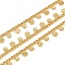 Brass Curb Chains, with Flower & Flat Round Charm, Long-Lasting Plated, Rack Plating, Cadmium Free & Lead Free, Soldered, with Spool, Real 18K Gold Plated, 3x2.5x1mm, Charm: 3.5~4x3.5~4x0.5~1mm