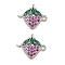 Brass Pave Green & Hot Pink Cubic Zirconia Fruit Connector Charms, Strawberry Links, Cadmium Free & Lead Free, Long-Lasting Plated, Rack Plating, Platinum, 12x13.5x4.5mm, Hole: 1.2mm and 1.4mm.
