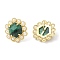 Ion Plating(IP) Natural Malachite Hexagon Stud Earrings with Plastic Pearl Beaded, Real 14K Gold Plated Brass Jewelry, 17x18mm