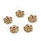 Brass Micro Pave Clear Cubic Zirconia Bead Caps, Flower, Long-Lasting Plated, Rack Plating, Lead Free & Cadmium Free, Golden, 6.5x2.5mm, Hole: 1mm