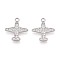 Alloy & Crystal Rhinestone Pendants, Airplane Charms, Platinum, 20.5x18.5x2mm, Hole: 2mm