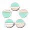 Resin & Wood Cabochons, Flat Round, Two Tone, Aquamarine, 15x3.5mm