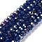 Baking Electroplate Glass Beads Strands, AB Color, Faceted, Round, Royal Blue, 10x8mm, Hole: 1mm, about 60~61pcs/strand, 46~48cm