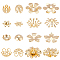 48Pcs 8 Styles Brass Bead Caps, Flower, Real 24K Gold Plated, 6pcs/style