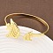 Marine Organism Brass Cuff Bangles for Women, Real 18K Gold Plated, Fish, Inner Diameter: 2-5/8 inch(6.75cm)