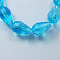 Electroplate Glass Beads Strands, Pearl Luster Plated, Faceted, Drop, Deep Sky Blue, 15x10mm, Hole: 1.5mm, about 44~48pcs/strand, 25.20~28.35 inch