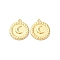 Brass Pendants, Cadmium Free & Nickel Free & Lead Free, Real 18K Gold Plated, Moon, 15.5x13.5x1.5mm, Hole: 1mm
