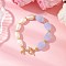 Imitation Gemstone & ABS Imitation Pearl Acrylic Beaded Bracelets for Women, Oval, with Brass, Blue, Inner Diameter: 8-3/8 inch(21.3cm)