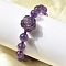 Adjustable Natural Amethyst Beads Braided Bead Bracelets for Women, Rose, Inner Diameter: 2-1/4~2-1/2 inch(5.8~6.5cm)