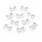 Electroplated Bowknot Resin Cabochons, Nail Art Decoration Accessories, Floral White, 11x7.5x3mm, 10pc/bag