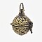 Vintage Filigree Round Brass Cage Pendants, For Chime Ball Pendant Necklaces Making, Antique Bronze, 35mm, 28x25x21mm, Hole: 6x6mm, 16mm inner diameter