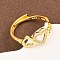 Brass Micro Pave Cubic Zirconia Cuff Rings for Women, Heart Shape, Long-Lasting Plated, Rack Plating, Real 18K Gold Plated, 8mm, Adjustable
