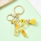 Resin & Alloy Enamel Keychain, with Alloy Clasp and Iron Rings, Letter K, 6cm, Pendant: 20~45mm