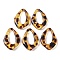 Resin Cabochons, with Leopard Print Pattern, Teardrop, 35.5x24.5x7mm