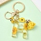Resin & Alloy Enamel Keychain, with Alloy Clasp and Iron Rings, Letter R, 6cm, Pendant: 20~45mm