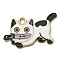 Printed Alloy Pendants, with Enamel, Golden, Cadmium Free & Nickel Free & Lead Free, Cat with Knife Shape Charms, Floral White, 17x29x1.5mm, Hole: 2mm