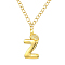 304 Stainless Steel Clear Cubic Zirconia Heart & Letter Pendant Curb Chain Necklaces for Women, Golden, Letter Z, 16.54 inch(42cm)