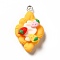 Opaque Resin Pendants, with Platinum Tone Iron Loops, Imitation Food, Croissant Charm, Gold, 30x18x9.5mm, Hole: 2.2mm