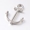 Alloy Pendants, Anchor, Platinum, 35x26x3mm, Hole: 6mm