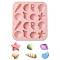 1Pc 16 Sets of Silicone Molds, Shell Shape & Conches & Starfish, Drip Glue Grinding Tools, Ice Grid Chocolate Cake Molds, Pink, 175x155x20mm