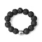 4MM Round Natural Lava Rock Beaded Stretch Rings, European and American Style