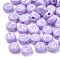 Opaque Acrylic Beads, Horizontal Hole, Mixed Letters, Flat Round with Letter, Random Letters, Lilac, 7x4mm, Hole: 1.5mm, about 3700pcs/500g