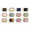Natural Mixed Gemstone Faceted Rectangle Links, Rack Plating Brass Micro Pave Clear Cubic Zirconia Connector Charms, Golden, 11.5x18x4.5mm, Hole: 1.4mm