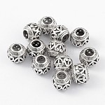 Европейские бусины тибетского стиля , рондель, античное серебро, 11x9 мм, отверстие : 4.5 мм
