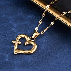 Ожерелье с подвеской из нержавеющей стали 201 для женщин&nbsp;NJEW-F335-02G-02