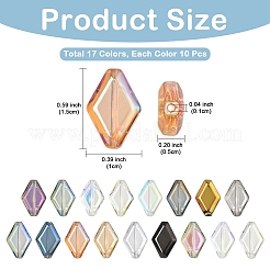 170шт 17 цвета гальванические стеклянные бусины&nbsp;EGLA-YW0005-59