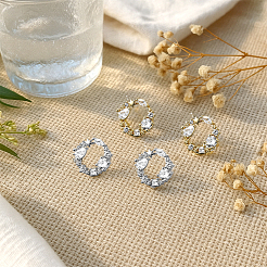 4 пара двухцветных серег-гвоздиков из латуни&nbsp;EJEW-HY0001-45