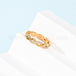 Женские кольца-волны из нержавеющей стали 304 с прозрачным кубическим цирконием&nbsp;RJEW-Z115-02G