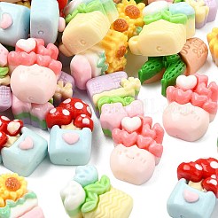 60 шт. 6 стиля кабошонов из непрозрачной смолы в виде горшечных растений&nbsp;CRES-CJ0001-76