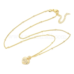 Латунные микропаве прозрачные кубические цирконии ожерелья с подвеской в виде сердца для женщин&nbsp;NJEW-M088-02G-02