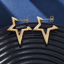 Серьги-гвоздики в форме звезды из нержавеющей стали 304&nbsp;EJEW-B108-17G