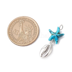 7 шт. 7 стиля синтетических окрашенных бирюзовых морских звезд и сплава морских животных&nbsp;PALLOY-JF03754-04