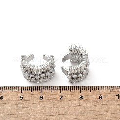 C-образные серьги-каффы из латуни с микропаве из прозрачных кубических цирконий&nbsp;EJEW-Z111-02P