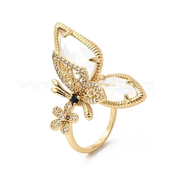 Манжеты из латуни с микро паве кубический цирконий для женщин&nbsp;RJEW-K312-02G