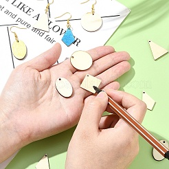 Наборы для самостоятельного изготовления подвесных сережек-подвесок из натурального дерева тополя в форме ромба/треугольника/овала&nbsp;DIY-YW0010-47