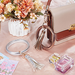 2шт 2 цвета pu кожаный браслет с кисточками брелок на запястье&nbsp;AJEW-SC0003-66A