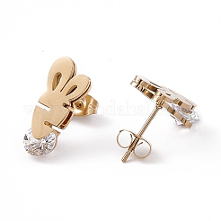 Серьги-гвоздики с редисом из прозрачного кубического циркония&nbsp;EJEW-L282-01G