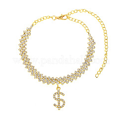 Знак доллара сплава полный кристалл горный хрусталь браслеты на ногу для женщин&nbsp;FS-WG75E59-01