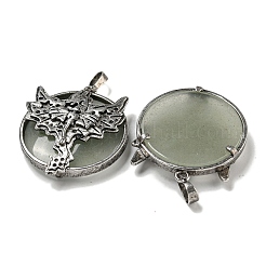 Плоские круглые подвески из натурального зеленого авантюрина&nbsp;G-F766-05AS-03