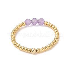 Кольца для женщин с натуральными драгоценными камнями и бусинами из нержавеющей стали 304.&nbsp;RJEW-JR00984